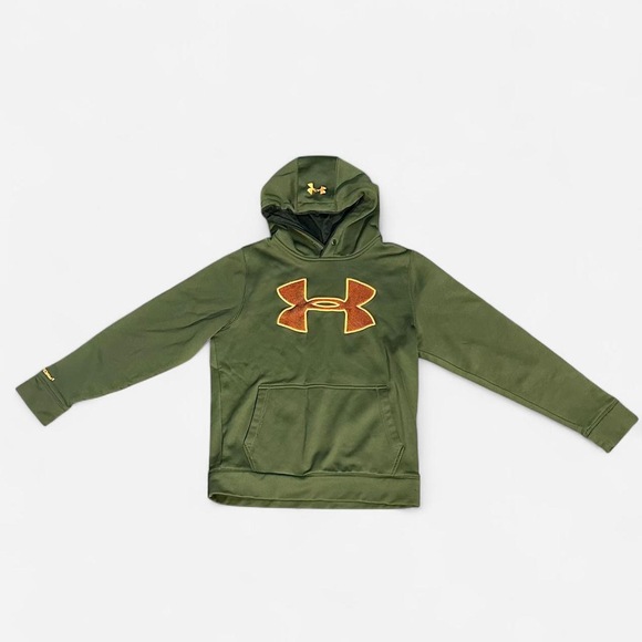Small Petite SP Green Under Armour hoodie with orange accents - Picture 1 of 8